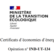 CEE certificat d’économies d’énergie n° IND-UT-134